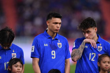 BANGKOK, THAILAND-26 MARCH, 2024: Suphachai Jaided # 9 numaralı Tayland Kupası sırasında Tayland ile Güney Kore arasındaki rajamangkala stadyumu, Tayland