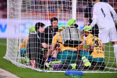 BANGKOK, THAILAND-26 MARCH, 2024: eam Dünya Kupası sırasında Tayland ile Güney Kore arasındaki Rajamangkala Stadyumu, Tayland