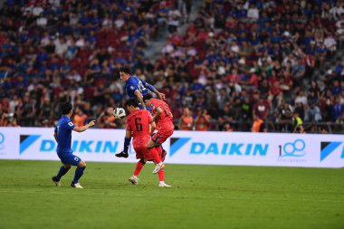 Bangkok, Tayland - 26 Mart 2024: Dünya Kupası sırasında Tayland ile Tayland arasında Tayland 'daki rajamangkala Stadyumu' nda oynanan 12 numaralı SAA Mickelson