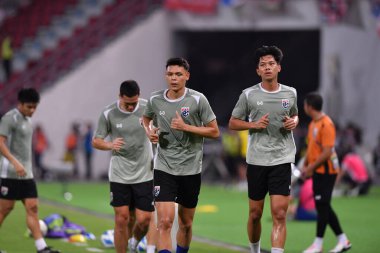 BANGKOK, THAILAND-26 MARCH, 2024: Suphachai Jaided # 9 numaralı Tayland Kupası sırasında Tayland ile Güney Kore arasındaki rajamangkala stadyumu, Tayland