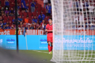 Bangkok, Tayland - 26 Mart 2024 - Tayland 'daki Rajamangkala Stadyumu' nda Tayland ile Güney Kore arasında oynanan Dünya Kupası sırasında Son Heung Min # 7 Güney Kore Oyuncusu.