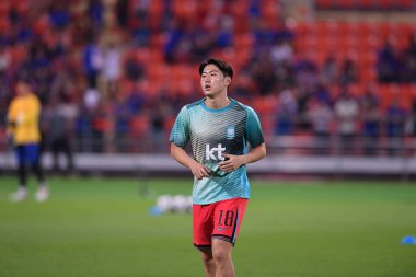 BANGKOK, THAILAND-26 MARCH, 2024: Lee Kangin # 18 Güney Kore Futbolcusu Dünya Kupası sırasında Tayland ile Güney Kore arasında rajamangkala Stadyumu, Tayland