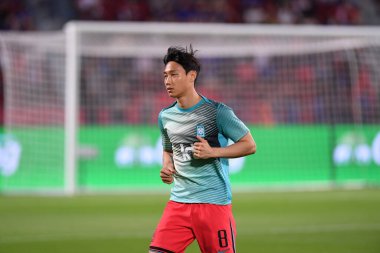 BANGKOK, THAILAND-26 MARCH, 2024: Paik Seungho # 8 Güney Kore Futbolcusu Tayland ile Güney Kore arasındaki rajamangkala Stadyumu, Tayland