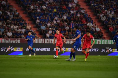 BANGKOK, THAILAND-26 MARCH, 2024: Lee Kangin # 18 Güney Kore Futbolcusu Dünya Kupası sırasında Tayland ile Güney Kore arasında rajamangkala Stadyumu, Tayland