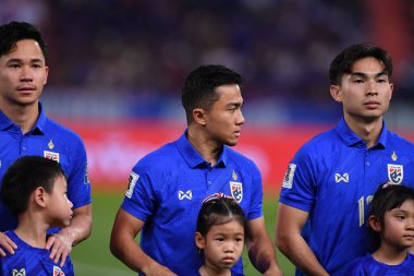 BANGKOK, THAILAND-26 MARCH, 2024: Chanathip Songkrasin # 18 Tayland Dünya Kupası sırasında Tayland ile Güney Kore arasındaki rajamangkala stadyumu, Tayland