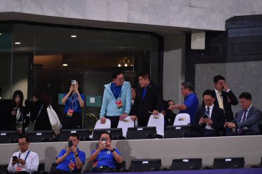 BANGKOK, THAILAND-26 MARCH, 2024: Dünya Kupası sırasında Tammanut Prompao Tarım ve Kooperatifler Bakanı Tayland ile Güney Kore arasındaki rajamangkala Stadyumu, Tayland