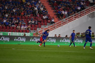 Bangkok, Tayland - 26 Mart 2024: Dünya Kupası sırasında Tayland ile Tayland arasında Tayland 'daki rajamangkala Stadyumu' nda oynanan 12 numaralı SAA Mickelson