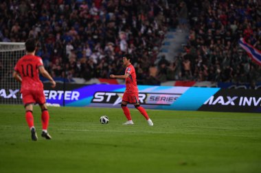 BANGKOK, THAILAND-26 MARCH, 2024: Kim Young-Gwon # 19 Güney Kore Futbolcusu Dünya Kupası sırasında Tayland ile Güney Kore arasındaki rajamangkala Stadyumu, Tayland