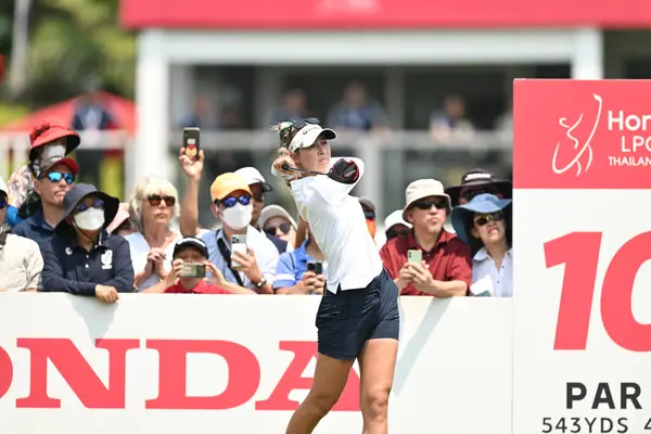 Chonburi - Tayland - 26 Şubat 2023: LPGA Tayland ve 2023 siam country kulübü pattaya, Tayland 'da görev yapan ABD' li Nelly Korda