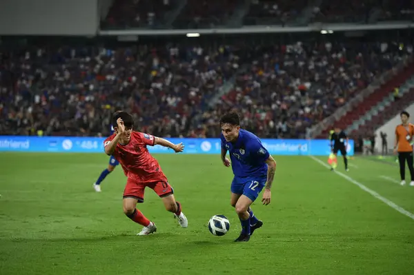 stock image Bangkok, Thailand - 26 March, 2024: Look SAA Mickelson #12 Player of thailand during World Cup qualified between Thailand against South Korea at rajamangkala stadium, thailand