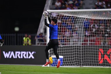 BANGKOK, THAILAND-26 MARCH, 2024: Patiwat Khammai # 1 Tayland Dünya Kupası 'nda Tayland ile Güney Kore arasındaki rajamangkala stadyumu, Tayland