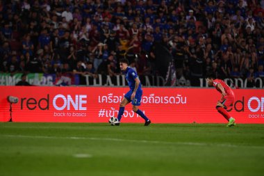 Bangkok, Tayland - 26 Mart 2024: Dünya Kupası sırasında Tayland ile Tayland arasında Tayland 'daki rajamangkala Stadyumu' nda oynanan 12 numaralı SAA Mickelson