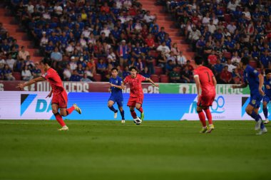 BANGKOK, THAILAND-26 MARCH, 2024: Lee Kangin # 18 Güney Kore Futbolcusu Dünya Kupası sırasında Tayland ile Güney Kore arasında rajamangkala Stadyumu, Tayland