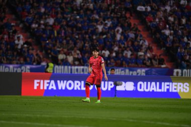 BANGKOK, THAILAND-26 MARCH, 2024: Lee Kangin # 18 Güney Kore Futbolcusu Dünya Kupası sırasında Tayland ile Güney Kore arasında rajamangkala Stadyumu, Tayland