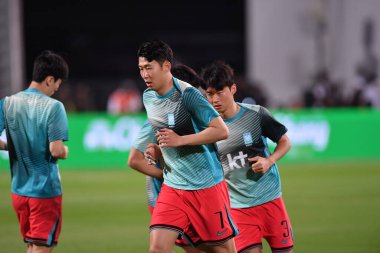 Bangkok, Tayland - 26 Mart 2024 - Tayland 'daki Rajamangkala Stadyumu' nda Tayland ile Güney Kore arasında oynanan Dünya Kupası sırasında Son Heung Min # 7 Güney Kore Oyuncusu.