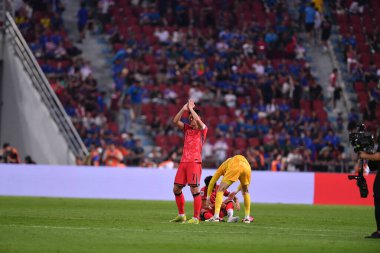 Bangkok, Tayland - 26 Mart 2024 - Tayland 'daki Rajamangkala Stadyumu' nda Tayland ile Güney Kore arasında oynanan Dünya Kupası sırasında Son Heung Min # 7 Güney Kore Oyuncusu.