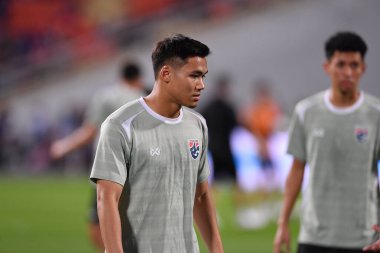 BANGKOK, THAILAND-26 MARCH, 2024: Tayland Dünya Kupası sırasında Tayland ile Tayland arasında Tayland rajamangkala Stadyumu 'nda oynanan karşılaşmada Porramet Artwilai