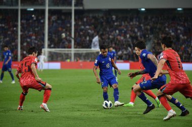 BANGKOK, THAILAND-26 MARCH, 2024: Chanathip Songkrasin # 18 Tayland Dünya Kupası sırasında Tayland ile Güney Kore arasındaki rajamangkala stadyumu, Tayland