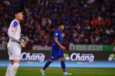 BANGKOK, THAILAND-26 MARCH, 2024: Pansa Hemviboon # 17 Tayland Dünya Kupası sırasında Tayland ile Tayland arasında Tayland rajamangkala Stadyumu, Tayland