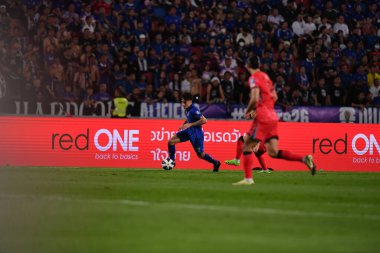 Bangkok, Tayland - 26 Mart 2024: Dünya Kupası sırasında Tayland ile Tayland arasında Tayland 'daki rajamangkala Stadyumu' nda oynanan 12 numaralı SAA Mickelson