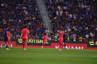 Bangkok, Tayland - 26 Mart 2024 - Tayland 'daki Rajamangkala Stadyumu' nda Tayland ile Güney Kore arasında oynanan Dünya Kupası sırasında Son Heung Min # 7 Güney Kore Oyuncusu.