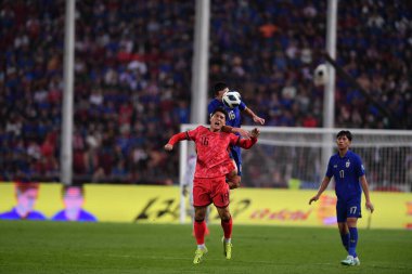 BANGKOK, THAILAND-26 MARCH, 2024: oo Min-Kyu # 16 Güney Kore Futbolcusu Dünya Kupası sırasında Tayland ile Güney Kore arasındaki rajamangkala Stadyumu, Tayland