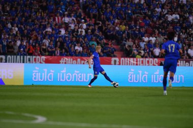 BANGKOK, THAILAND-26 MARCH, 2024: Tayland ile Tayland arasındaki Dünya Kupası sırasında Tayland ile Tayland Stadyumu arasında oynanan 3 numaralı Bunmathan Tiyatrosu