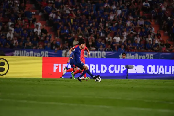 stock image Bangkok, Thailand - 26 March, 2024: Look SAA Mickelson #12 Player of thailand during World Cup qualified between Thailand against South Korea at rajamangkala stadium, thailand