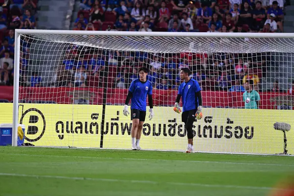 Bangkok - Tayland - 26 Mart 2024 - Tayland Dünya Kupası sırasındaki Tayland oyuncuları, Tayland 'daki Rajamangkala Stadyumu' nda Güney Kore ile karşılaştı.