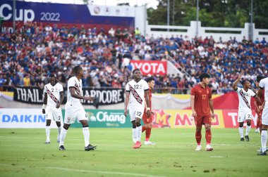 Chiangmai - Tayland, 25 Eylül 2022: Kareem Moses # 12 Trinidad oyuncusu ve Tubaco, Tayland ile Malezya arasındaki 700 yıllık stadyum, Tayland