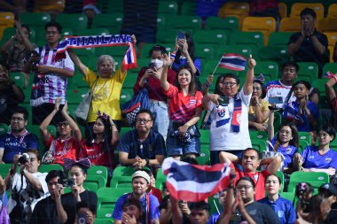Bangkok, Tayland - 28 Nisan 2024: Tayland 'ın Tayland' daki Bangkok Arena 'da İran ile 2024 Asya Kupası' nı destekleyenler