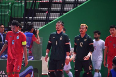 Bangkok, Tayland - 28 Nisan 2024: Arun Senbat # 1 Tayland Oyuncusu 2024 Asya Kupası sırasında Tayland 'ın Bangkok Arena kentinde