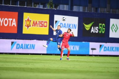 Pathumthani - Tayland, 31 Mayıs 2022: Abdülwahab Abdülrahman Almalood # 10 Bahreyn Oyuncusu Tayland ile Bahreyn maçı sırasında bg stadyumu, Tayland