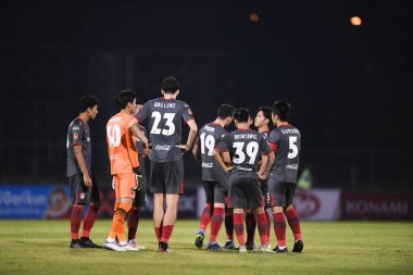 Bangplee-Samutprakan-10NOV2021:Players of muangthong during thaileague2021 between Samutprakan city against Muangthong united at samutprakan stadium,thailand clipart