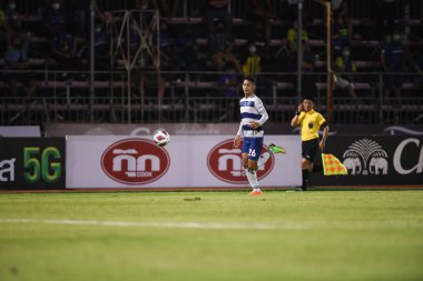 Bangplee-Samutprakan-10NOV2021:Chaiwat buran #26 Player of samutprakan city during thaileague2021 between Samutprakan city against Muangthong united at samutprakan stadium,thailand clipart