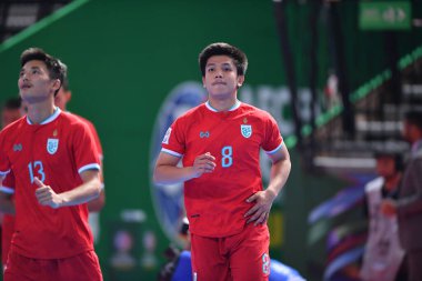 Bangkok, Tayland - 28 Nisan 2024: Worasak Srirangpirot # 8 Tayland Oyuncusu 2024 Asya Kupası sırasında Tayland Bangkok Arena, Tayland