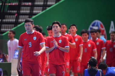 Bangkok, Tayland - 28 Nisan 2024: Panut Kittipanuwong # 7 Tayland Oyuncusu 2024 Asya Kupası sırasında Tayland 'ın Bangkok Arena kentinde