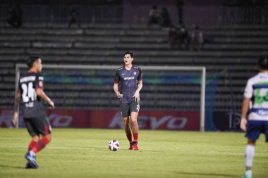 Bangplee-Samutprakan-10NOV2021: Marco bullini # 23 Muangthong oyuncusu 2021 yılında Samutprakan şehri ile Tayland 'daki samutprakan Stadyumu' nda birleşen Muangthong arasında