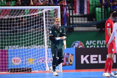 Bangkok, Tayland - 28 Nisan 2024: Katawut Hankampa # 12 Tayland Oyuncusu 2024 Asya Kupası sırasında Tayland 'ın Bangkok Arena kentinde