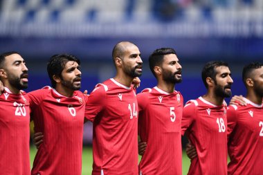 Pathumthani - Tayland, 31 Mayıs 2022: Tayland 'ın Bg Stadyumu' nda oynanan dostluk karşılaşmasında Ali Abdulla Haram # 14 Barrain oyuncusu