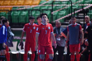 Bangkok, Tayland - 28 Nisan 2024: Panut Kittipanuwong # 7 Tayland Oyuncusu 2024 Asya Kupası sırasında Tayland 'ın Bangkok Arena kentinde