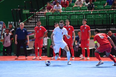 Bangkok, Tayland - 28 Nisan 2024: Saeid Ahmad Abbasi # 9 İran Oyuncusu İran ile Tayland arasında Bangkok Arena 'da oynanan 2024 Asya Kupası sırasında