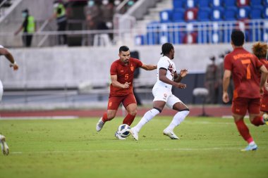 Chiangmai - Tayland, 25 Eylül 2022: Kritsada Kaman # 5 Tayland Kupası 'nda Tayland' ın 700 yıllık stadyumu, Tayland