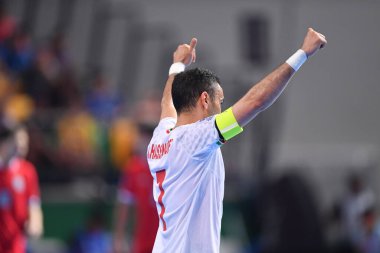 Bangkok, Tayland - 28 Nisan 2024: Ali Asghar Navlighe # 7 İran futbolcusu 2024 'te Tayland' ın Bangkok Arena kentinde İran ile karşı karşıya geldi.