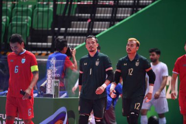 Bangkok, Tayland - 28 Nisan 2024: Arun Senbat # 1 Tayland Oyuncusu 2024 Asya Kupası sırasında Tayland 'ın Bangkok Arena kentinde