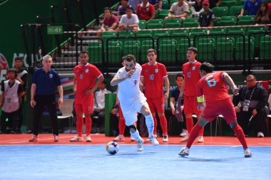 Bangkok, Tayland - 28 Nisan 2024: Saeid Ahmad Abbasi # 9 İran Oyuncusu İran ile Tayland arasında Bangkok Arena 'da oynanan 2024 Asya Kupası sırasında