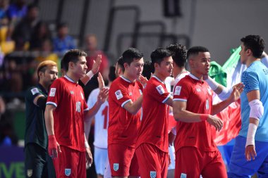 Bangkok, Tayland - 28 Nisan 2024: Tayland Oyuncuları Tayland 'ın Bangkok Arena kentinde İran ile 2024 Asya Kupası' nda