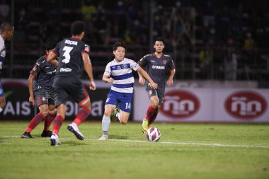 Bangplee-Samutprakan-10NOV2021:Daisuke sakai #14 Player of samutprakan city during thaileague2021 between Samutprakan city against Muangthong united at samutprakan stadium,thailand clipart