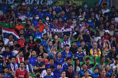 Bangkok, Tayland - 28 Nisan 2024: Tayland 'ın Tayland' daki Bangkok Arena 'da İran ile 2024 Asya Kupası' nı destekleyenler
