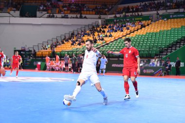 Bangkok, Tayland - 28 Nisan 2024: Saeid Ahmad Abbasi # 9 İran Oyuncusu İran ile Tayland arasında Bangkok Arena 'da oynanan 2024 Asya Kupası sırasında